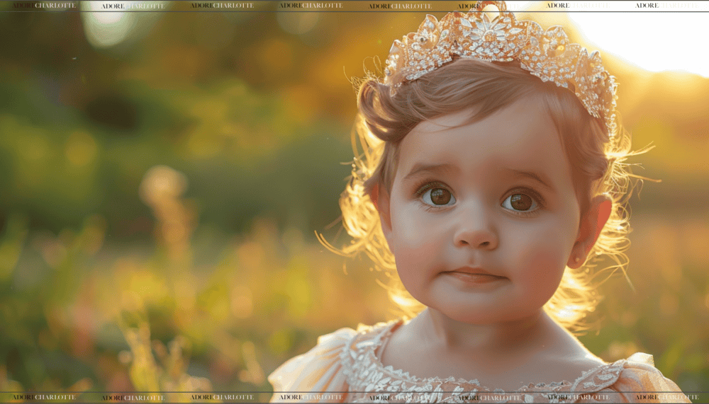 Middle Names for Aurora beautiful baby girl princess with a stunning crown and brown eyes