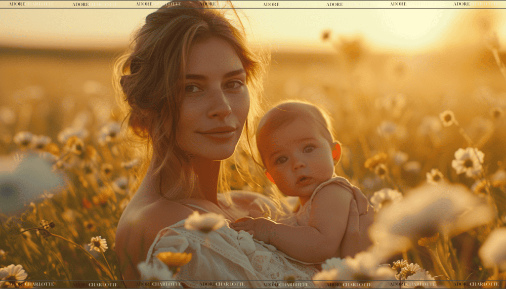 Middle Names for Boys mother and baby in a field of flowers