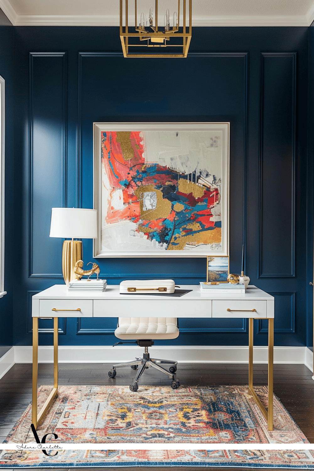 best colors for home office navy blue