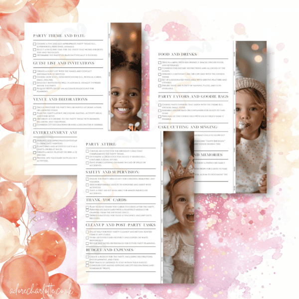 Kids Party Planning Checklist Product Image.