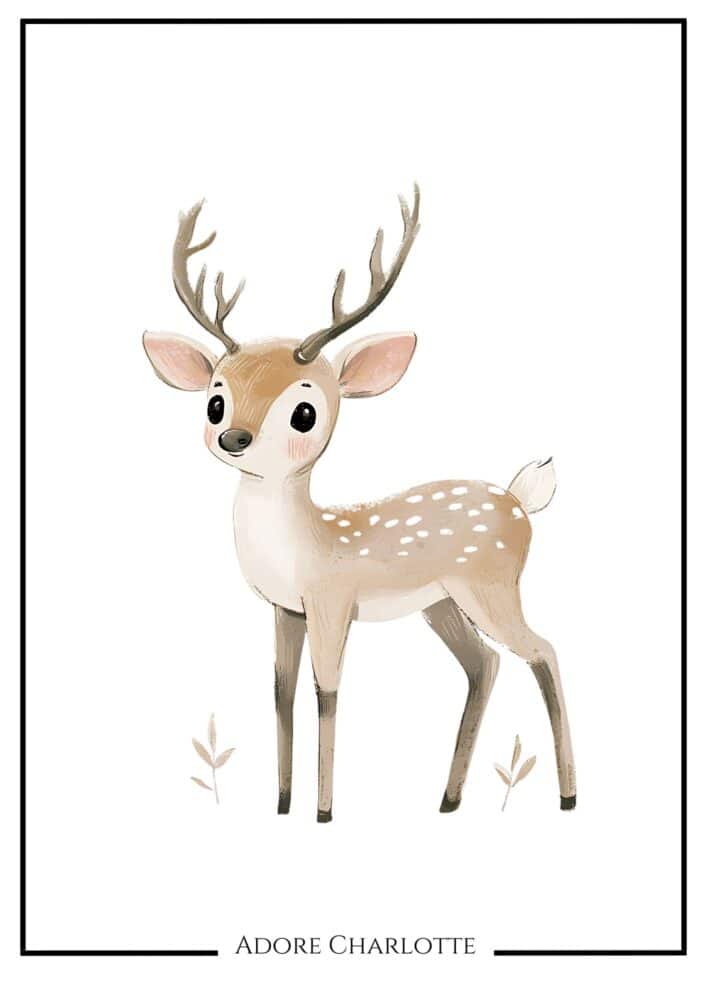 Baby Animals Nursery Wall Art deer