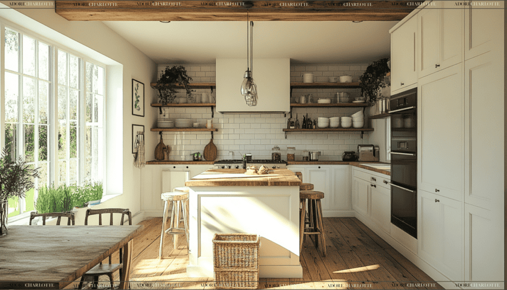 Beautiful farm style rustic kitchen with a deep sink