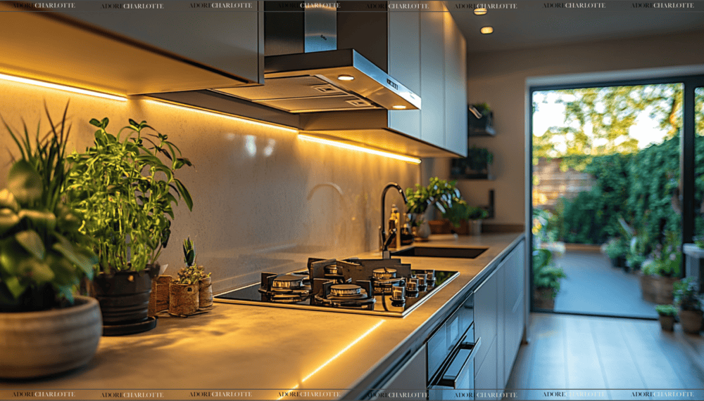 Beautiful modern easy to clean kitchen with laminated flooring