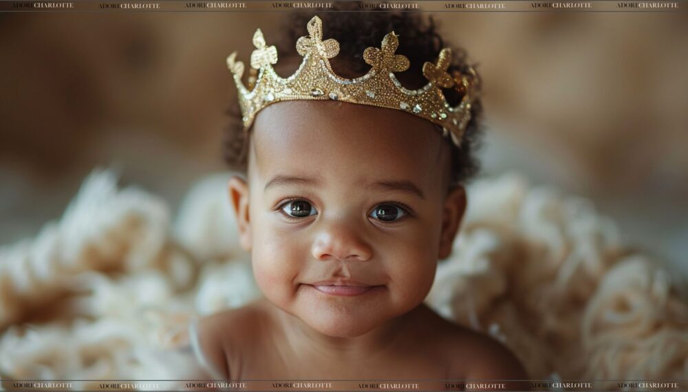 Godly Boy Names cute black baby with a crown