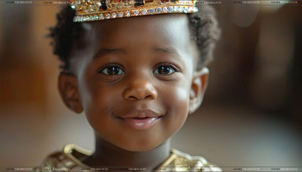 super adorable black boy with a crown