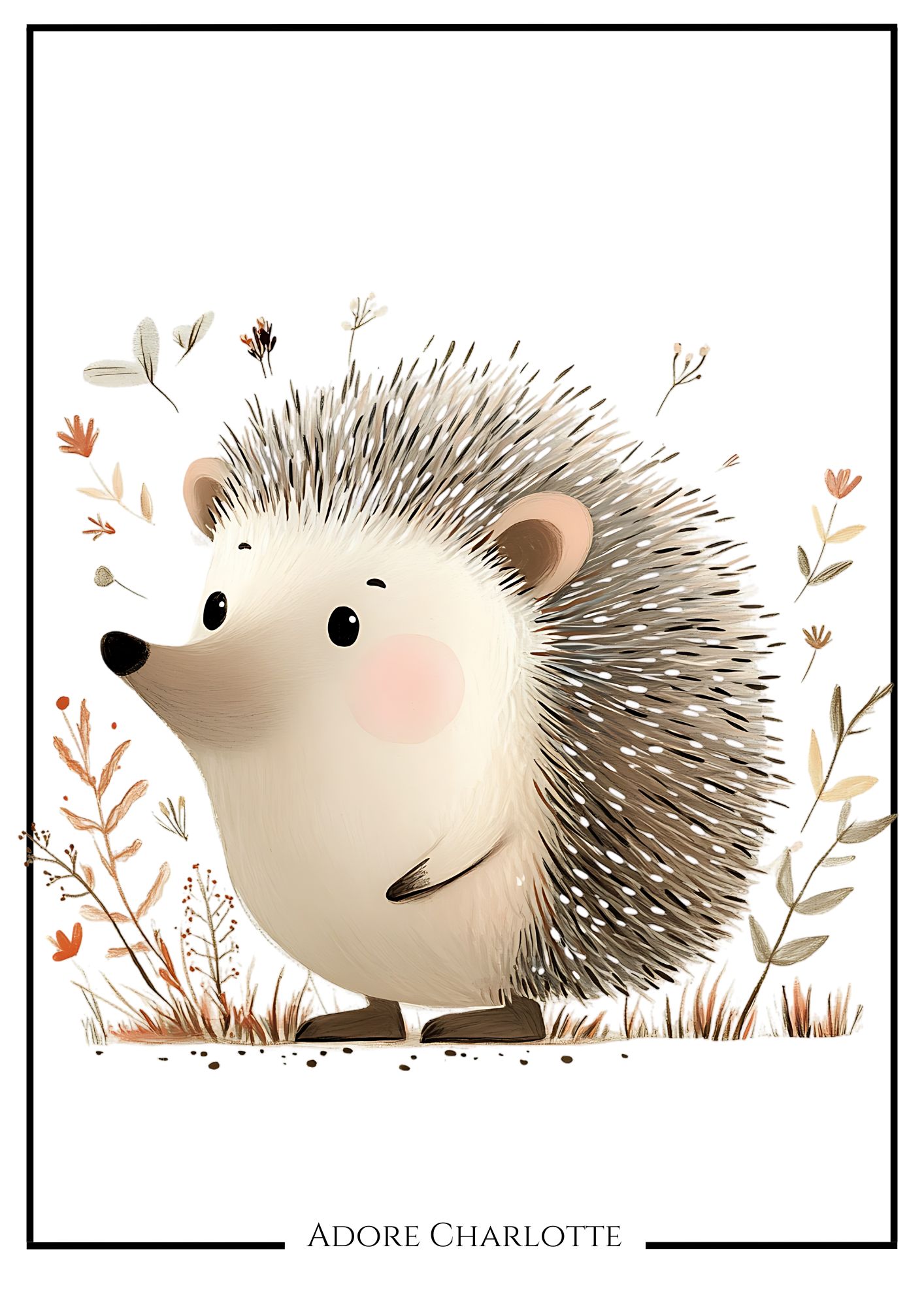 Baby Animals Nursery Wall Art hedgehog