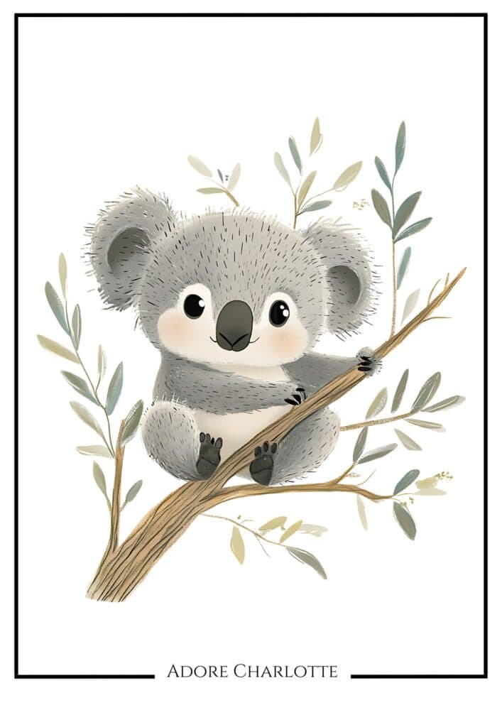 Baby Animals Nursery Wall Art koala