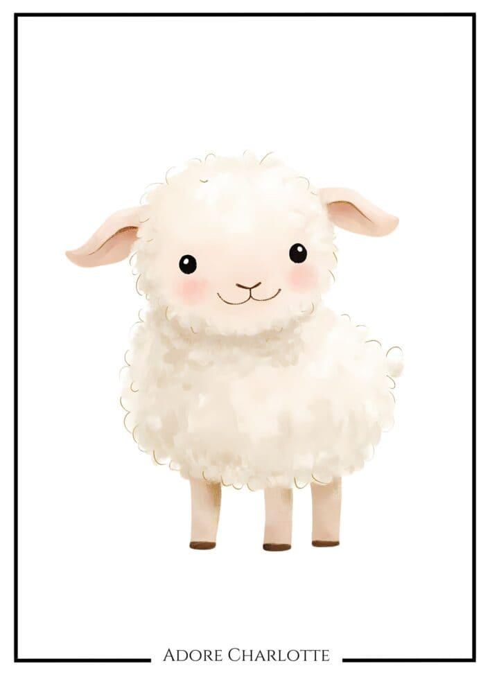 Baby Animals Nursery Wall Art lamb