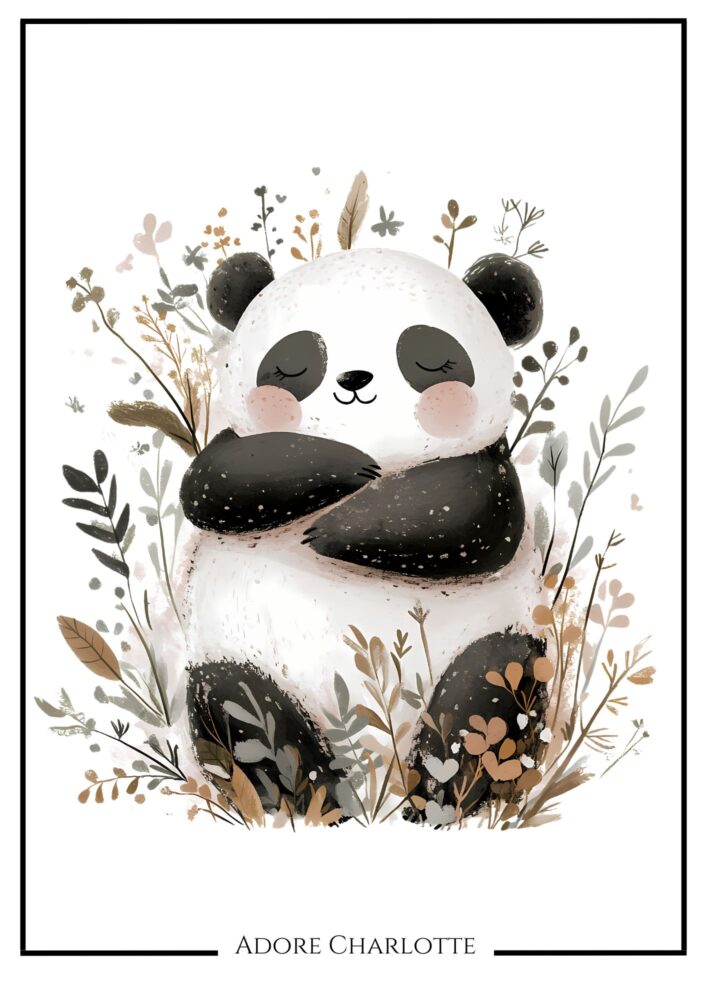 Baby Animals Nursery Wall Art panda