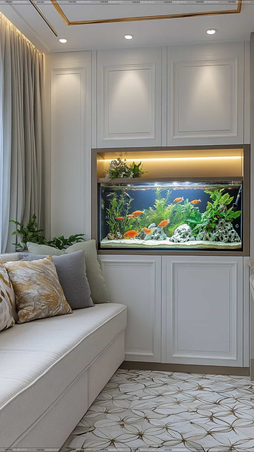 Small Living Room Ideas built-in fish tank