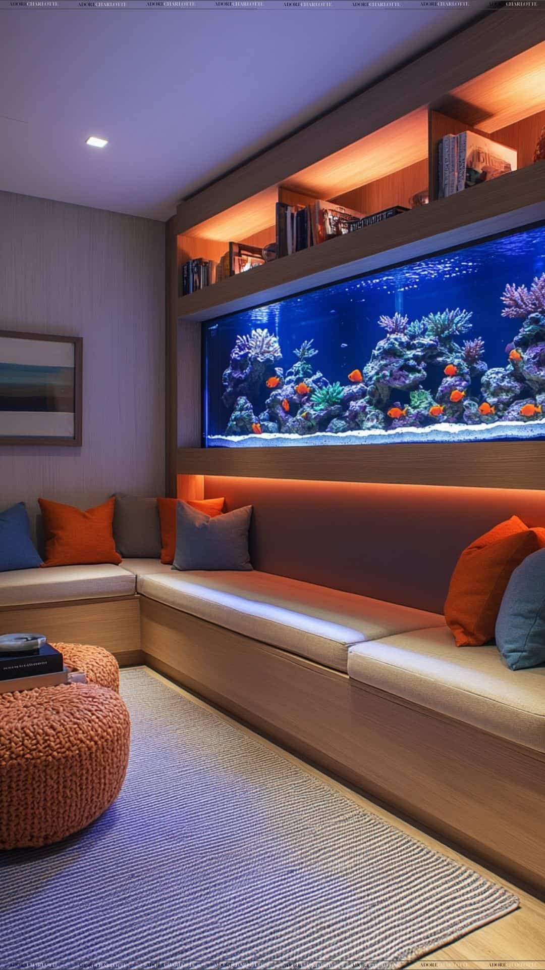 Small Living Room Ideas colourful built-in fish tank