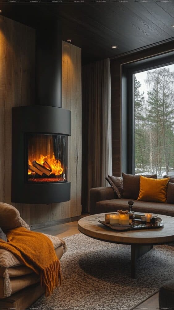 Small Living Room Ideas floating fireplace