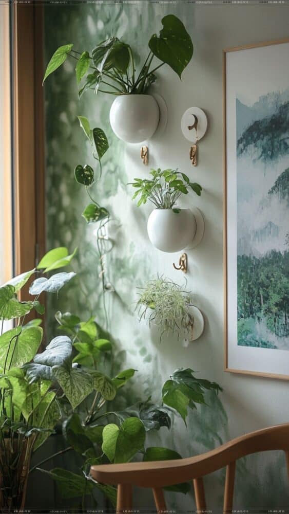 Small Living Room Ideas wall plants and hooks