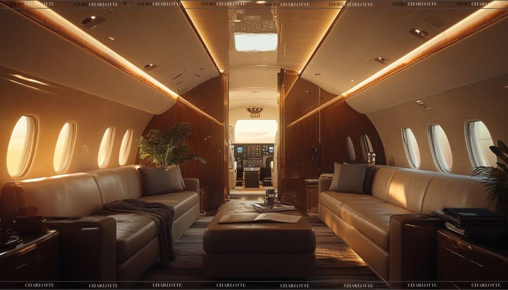 Inside a private jet