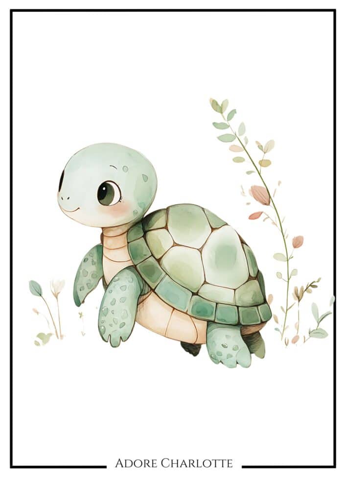 Baby Animals Nursery Wall Art turtle