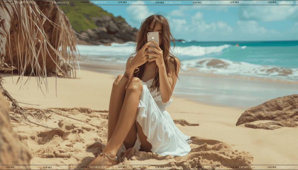 What is Faceless Digital Marketing Woman on a beach