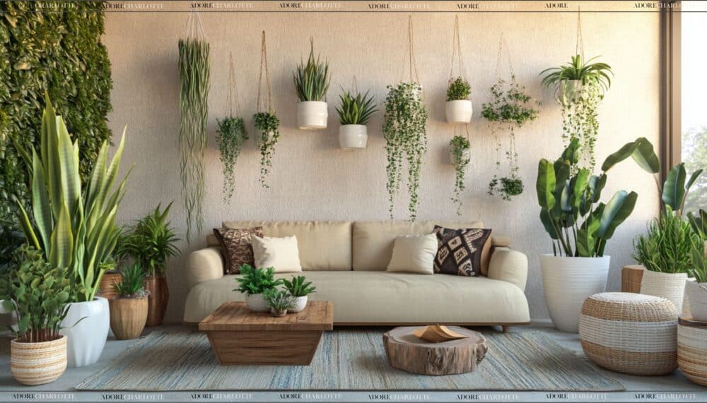 Without a Green Thumb Bright Sofa in living room  