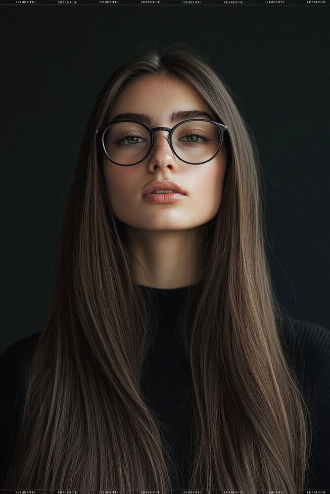 long and straight hairstyles for women with glasses