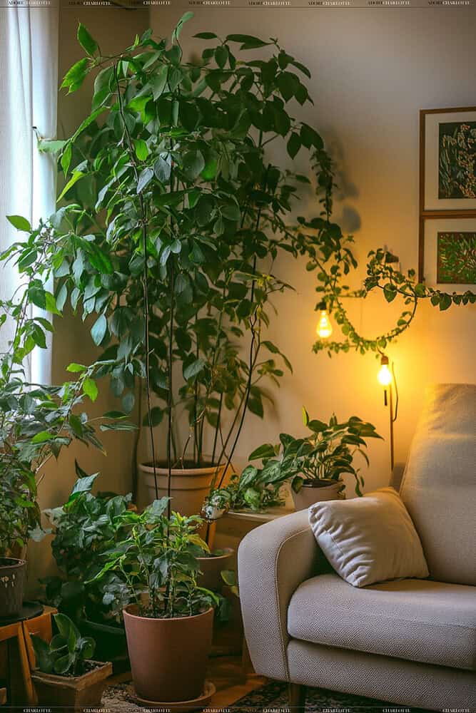 Add plants Small Apartment Living Room Ideas