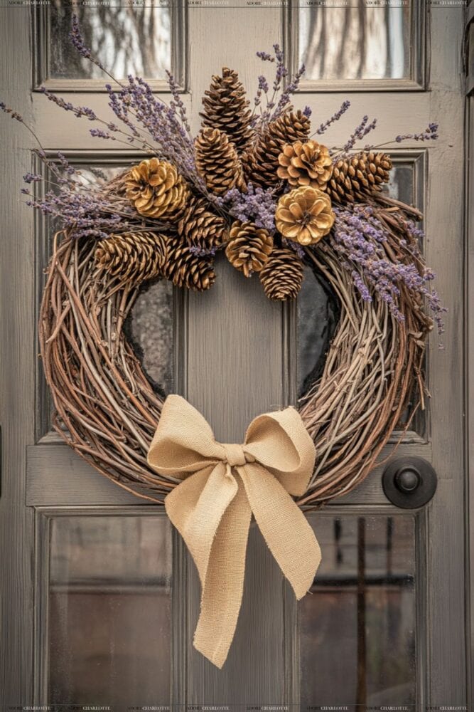 Rustic Twig and Pinecone Wreath Fall Wreath Ideas