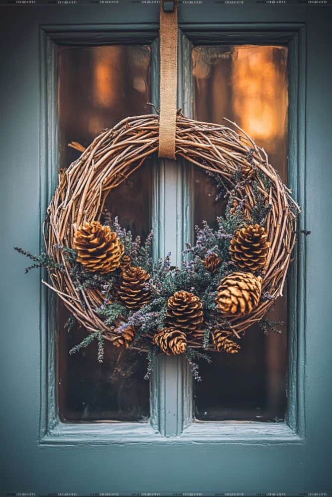 Rustic Twig and Pinecone Wreath Fall Wreath Ideas