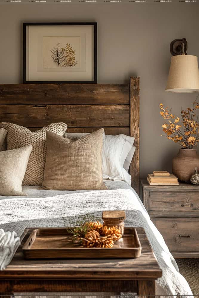 Rustic Wooden Accents Fall bedroom Decor Ideas