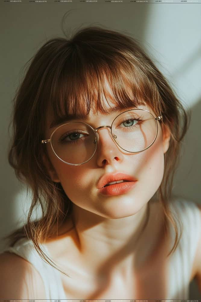 side-swept bangs hairstyles for women with glasses