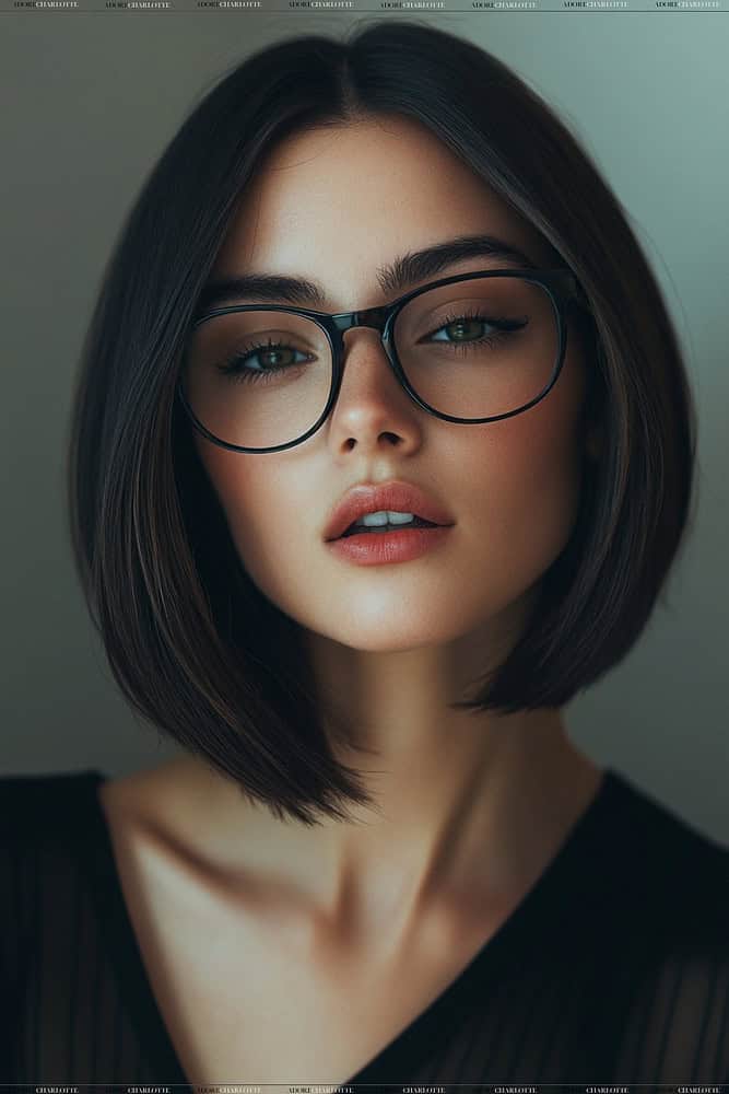 sleek bob hairstyles for women with glasses