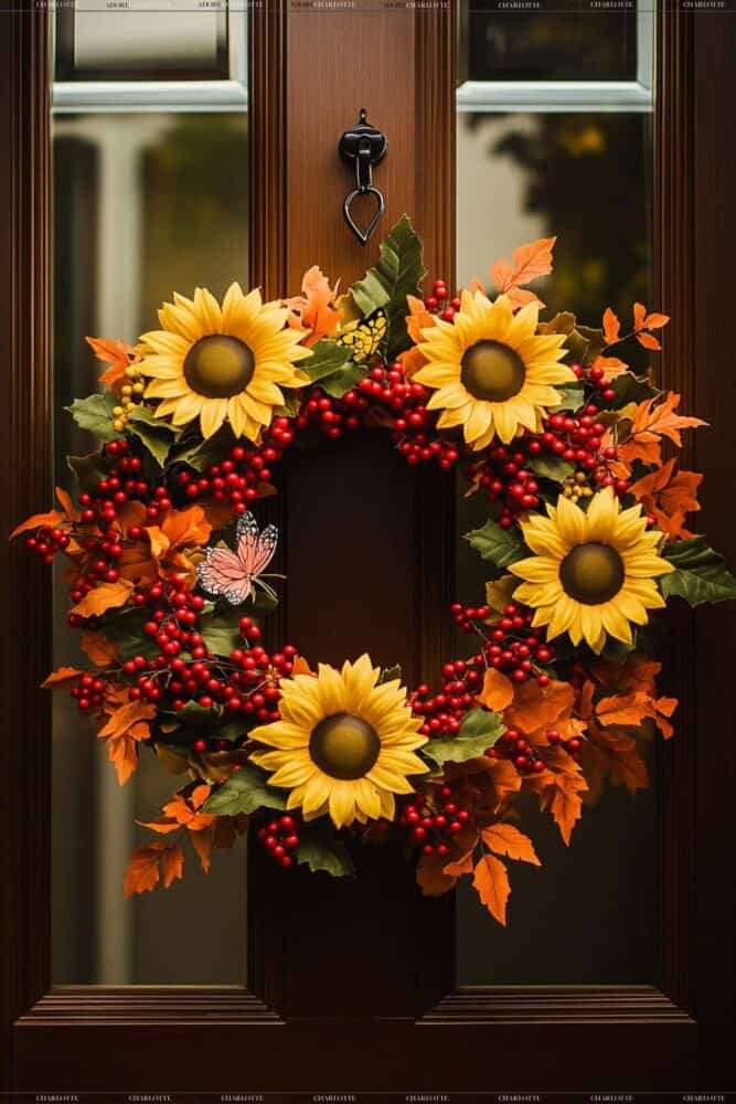 Sunflower and Berry WreathFall Wreath Ideas